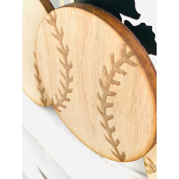 Set of 4 Handmade Natural Wood Baseball Magnets (BM) - Picture 3 of 4